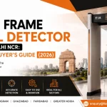 Door Frame Metal Detector (DFMD) installed at a commercial entrance in Delhi NCR for enhanced security screening and access control by FIA.