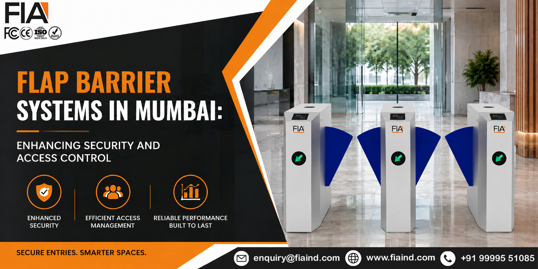 Flap barrier systems in Mumbai installed at a modern corporate building entrance for secure pedestrian access control and enhanced security management.