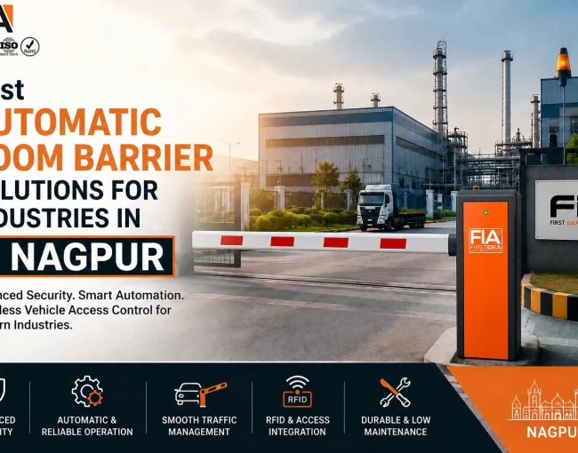 Automatic Boom Barrier Solutions for Industries in Nagpur by FIA for secure vehicle access control with RFID integration and industrial gate automation.