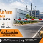 Automatic boom barrier installed at an industrial entrance in Bhopal, showcasing FIA's advanced access control solution for secure vehicle management and industrial security.