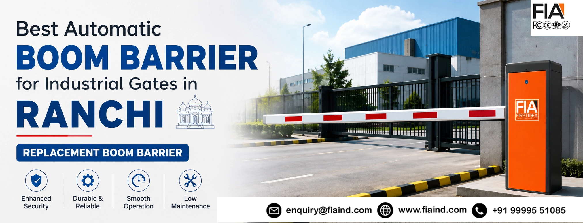 Best automatic boom barrier for industrial gates in Ranchi by FIA